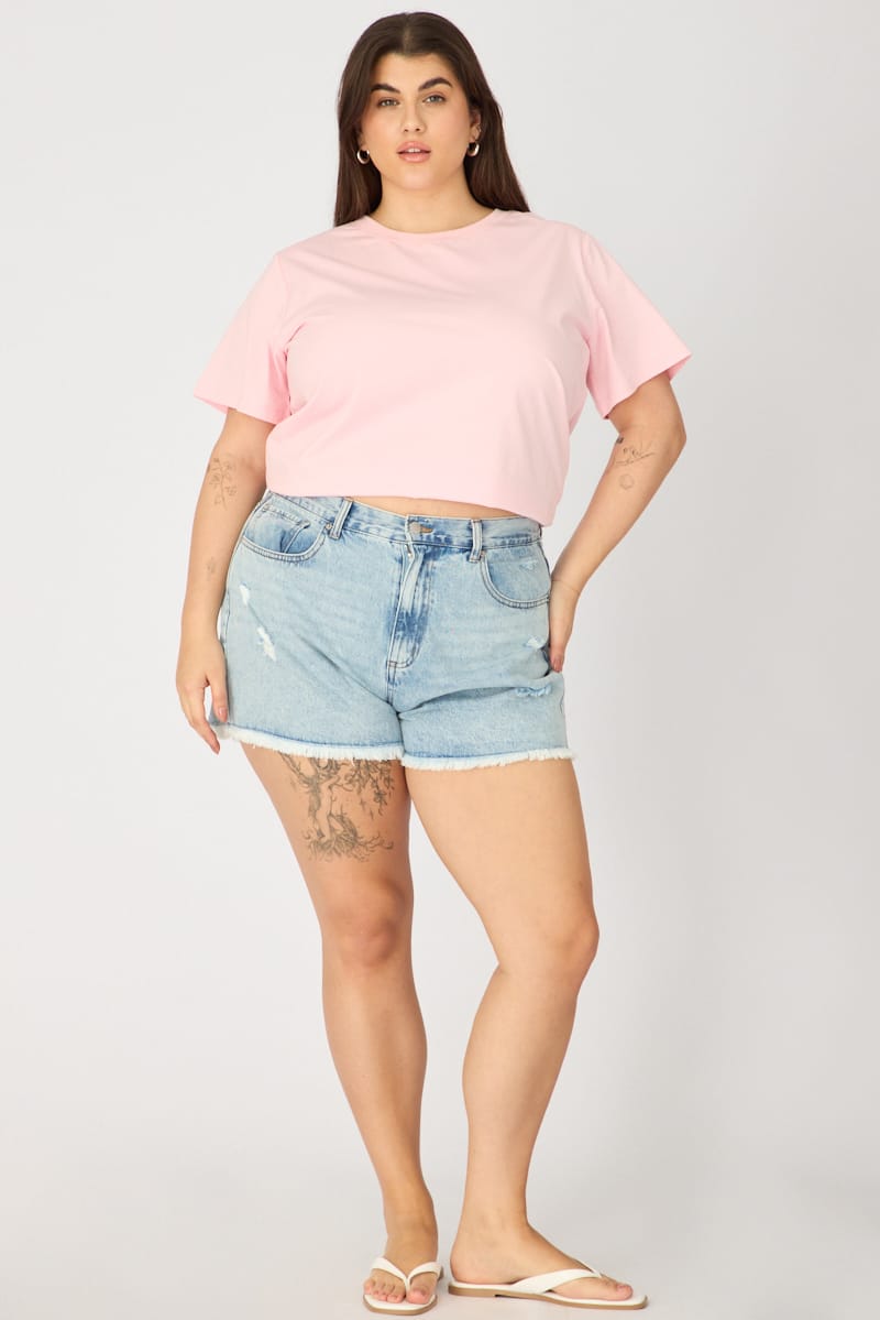 Denim Relaxed Shorts Mid Rise for YouandAll Fashion