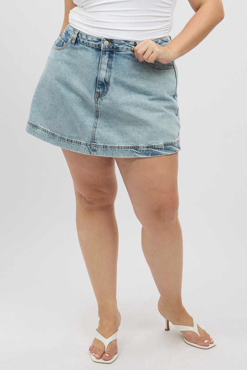 Denim Denim Skort Skirt High Rise for YouandAll Fashion