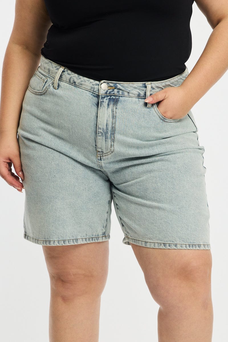 Denim Relaxed Shorts Knee Length for YouandAll Fashion
