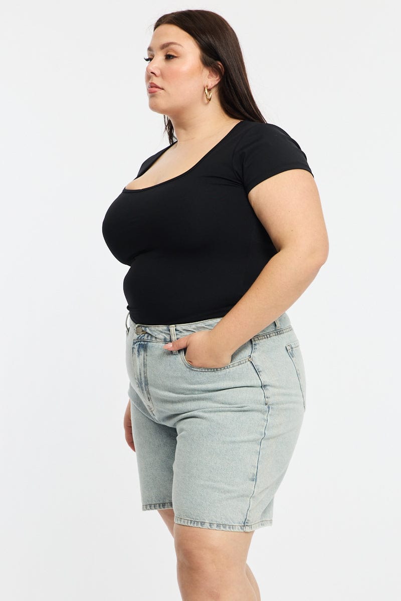 Denim Relaxed Shorts Knee Length for YouandAll Fashion