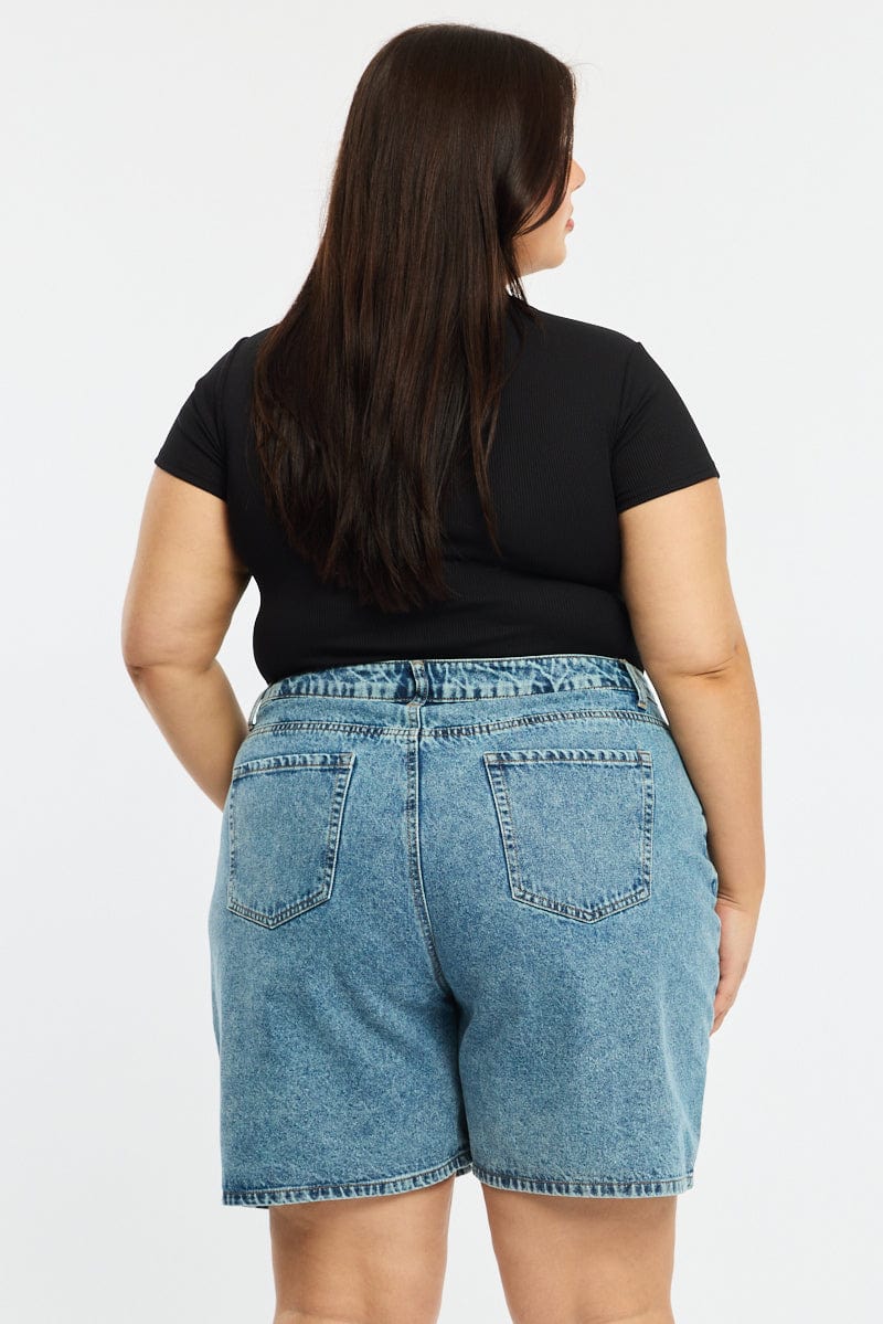 Denim Relaxed Shorts Knee Length for YouandAll Fashion