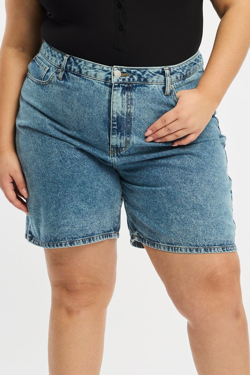 Denim Relaxed Shorts Knee Length for YouandAll Fashion