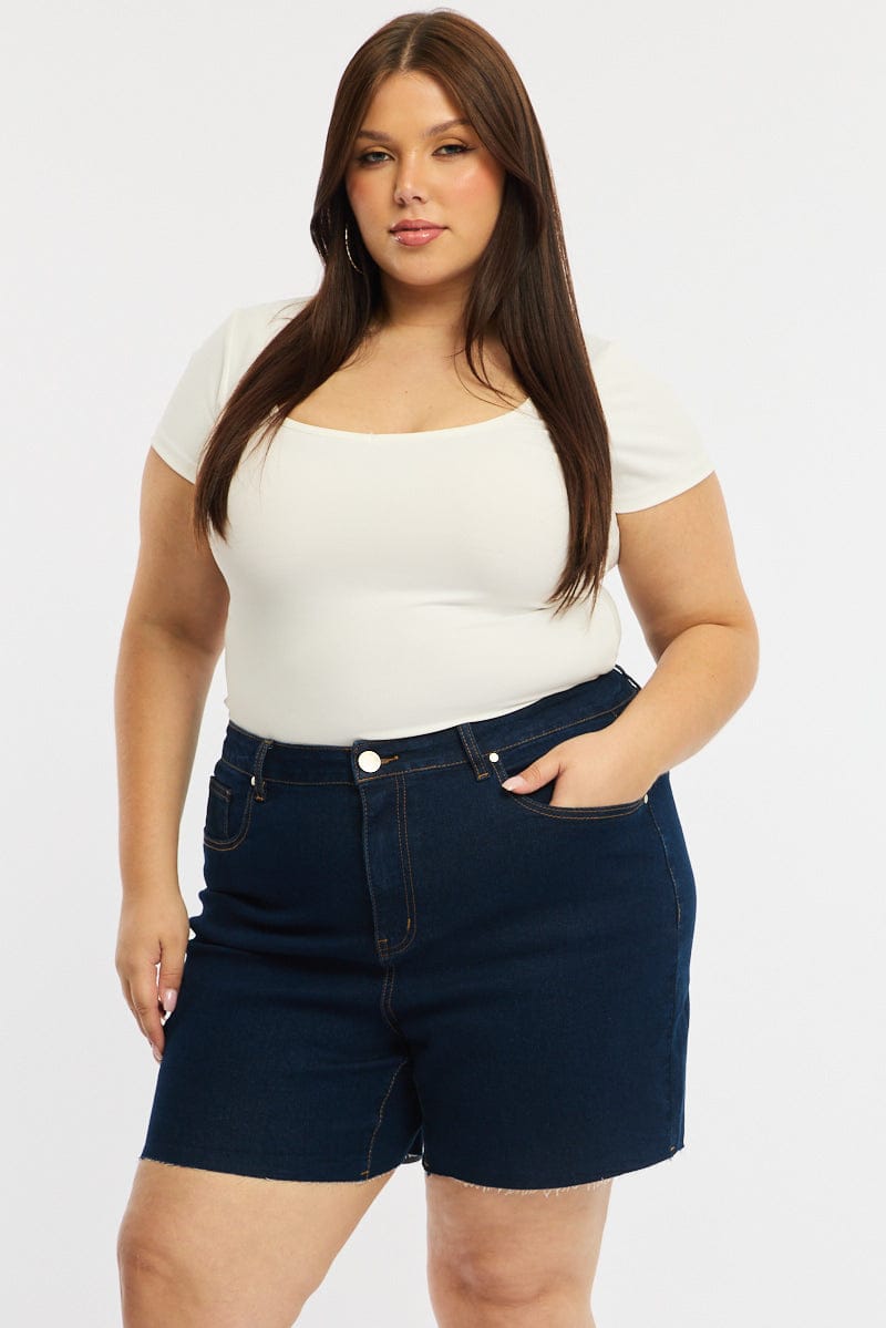 Denim Bermuda Shorts Mid Rise
