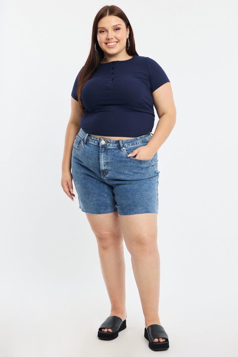 Denim Bermuda Shorts Mid Rise