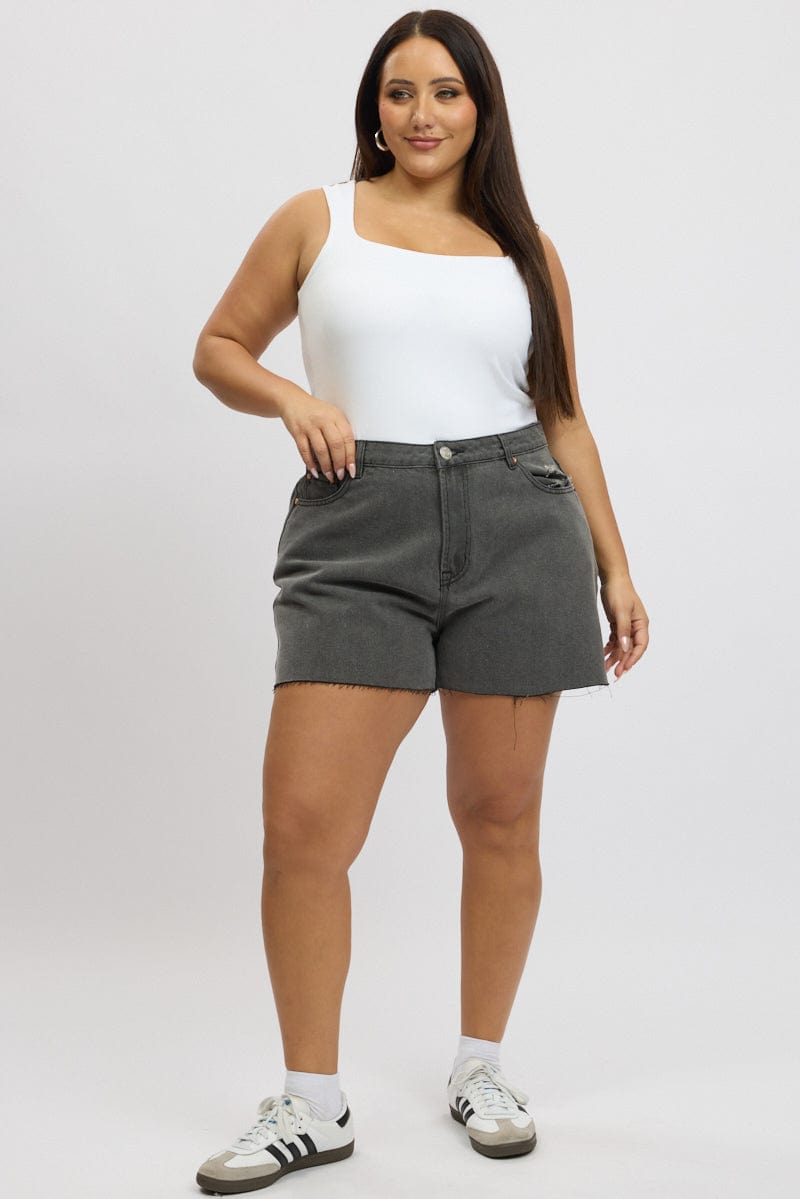 Grey Relaxed Shorts High Rise for YouandAll Fashion