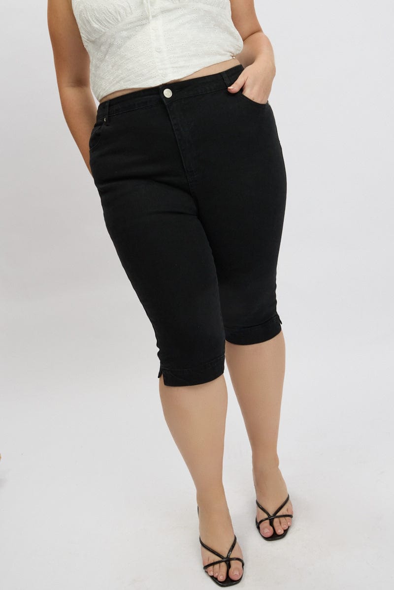 Black Capri Jeans Mid Rise You All - Main Image