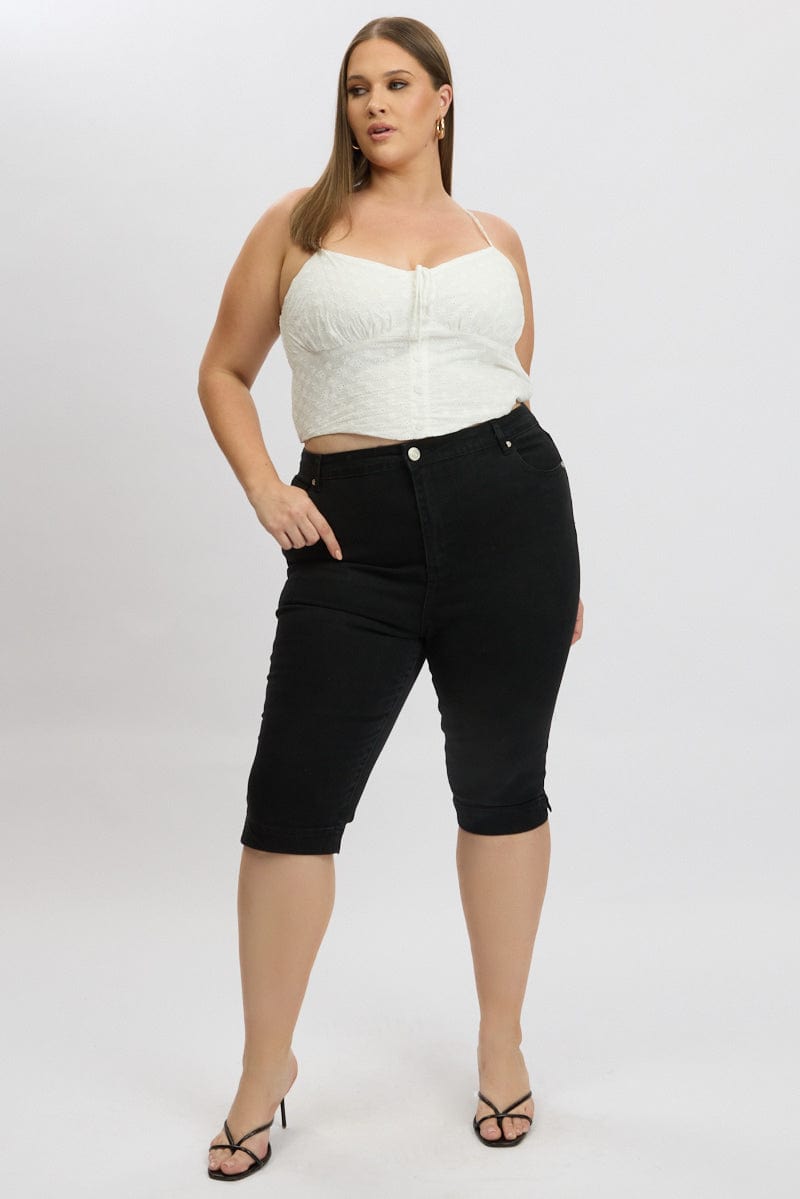 Black Capri Jeans Mid Rise for YouandAll Fashion