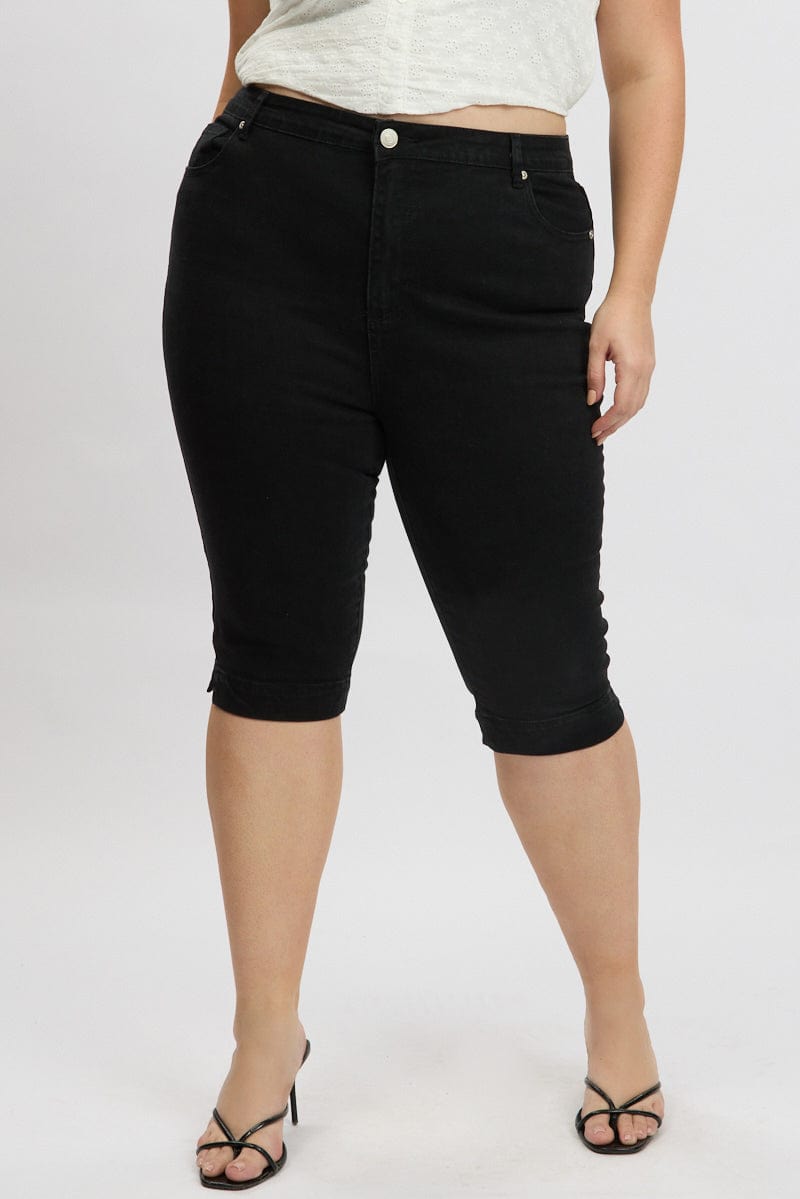 Black Capri Jeans Mid Rise for YouandAll Fashion