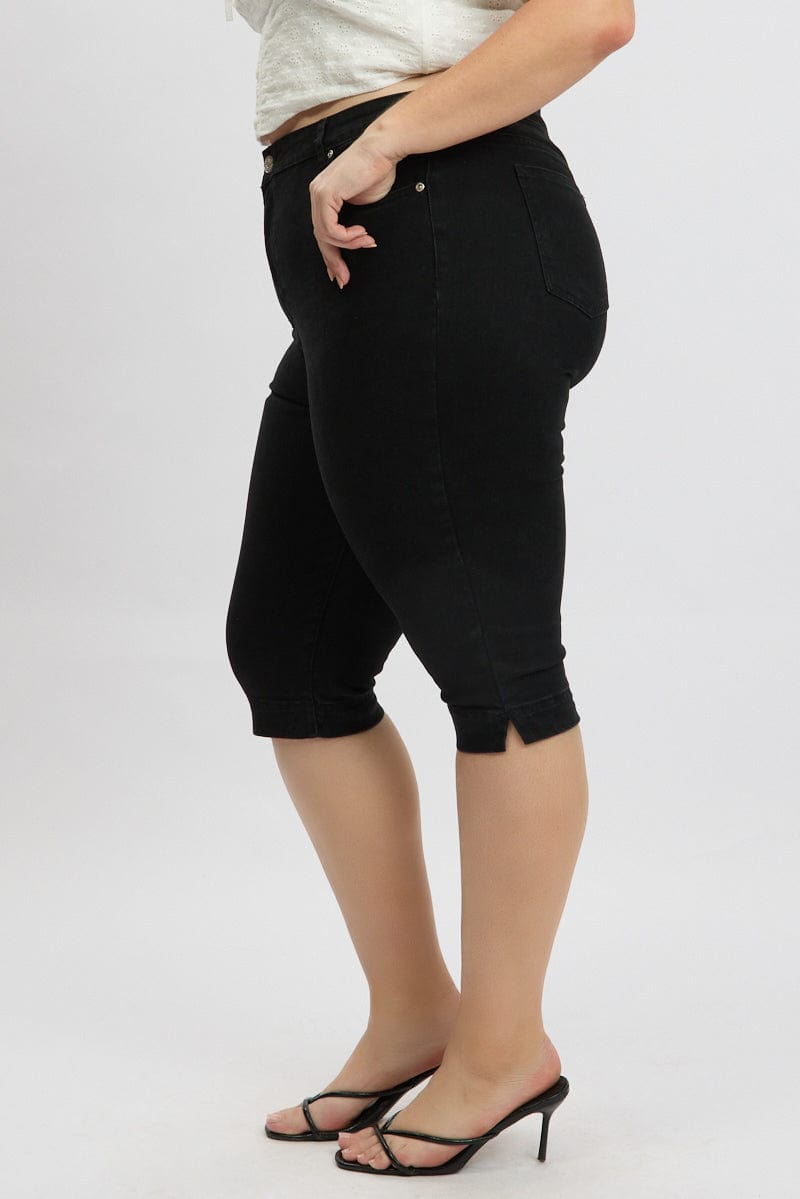 Black Capri Jeans Mid Rise for YouandAll Fashion