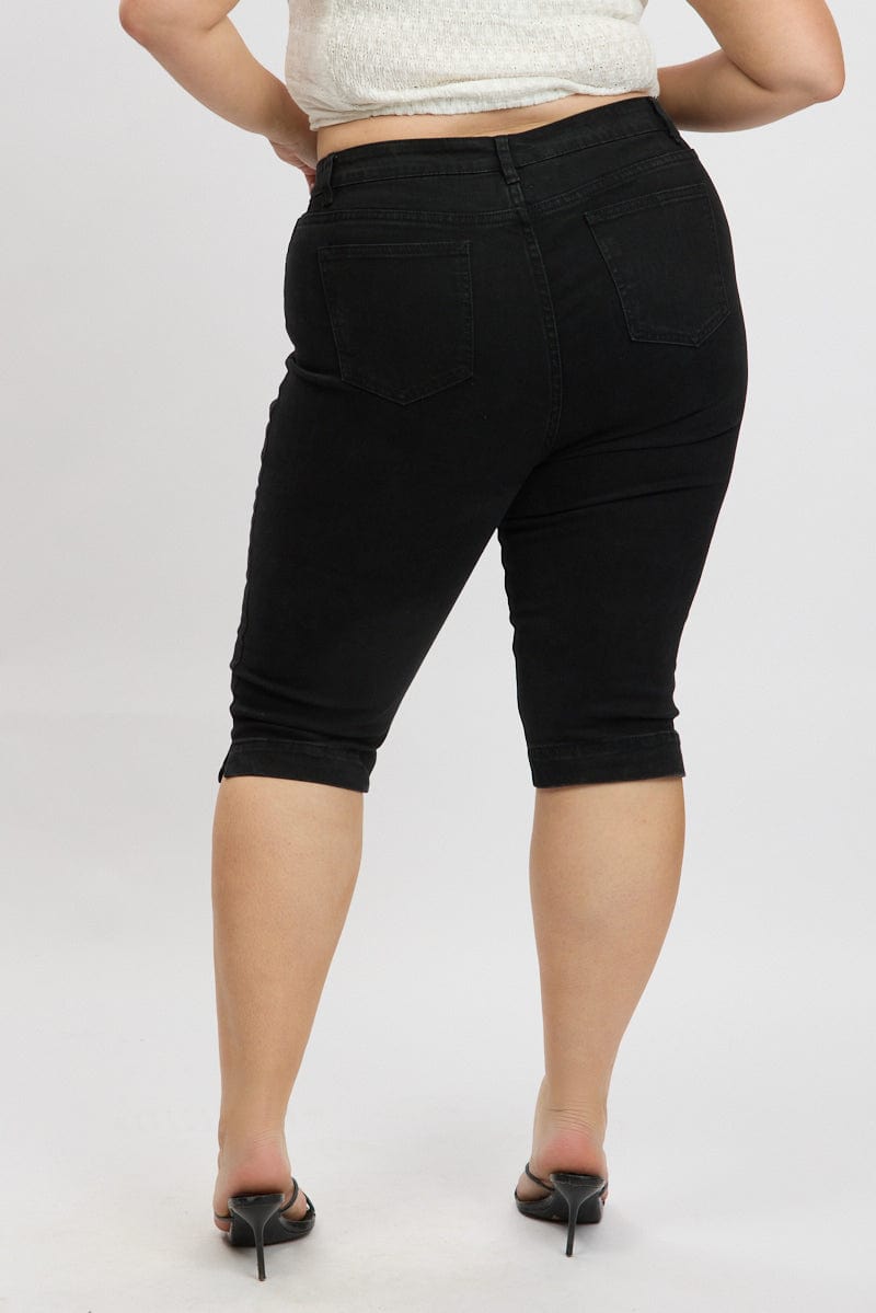 Black Capri Jeans Mid Rise for YouandAll Fashion