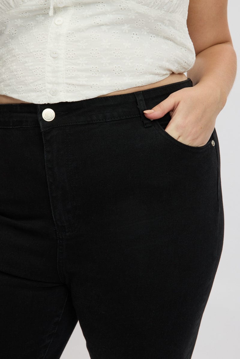 Black Capri Jeans Mid Rise for YouandAll Fashion