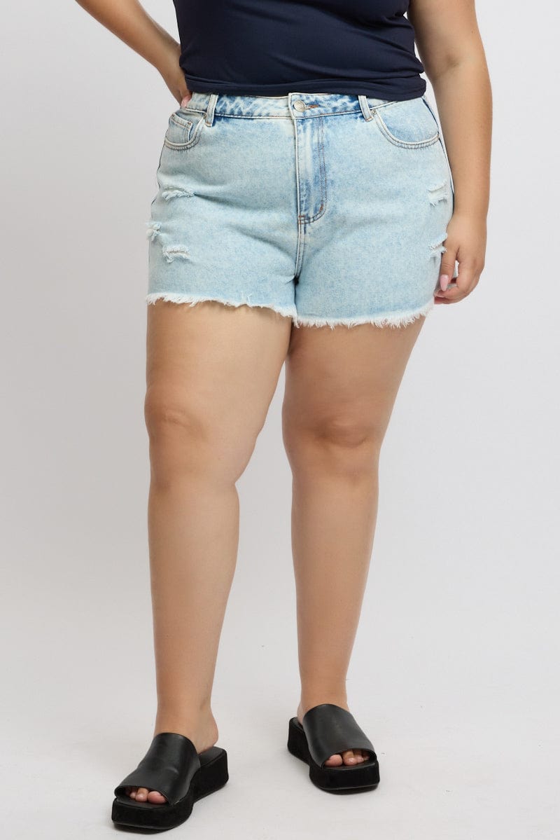 Denim Relaxed Shorts High Rise for YouandAll Fashion