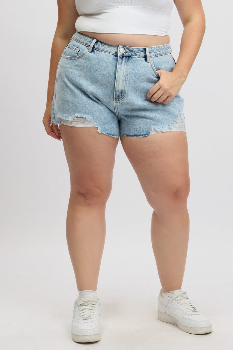 Denim Relaxed Shorts High Rise for YouandAll Fashion