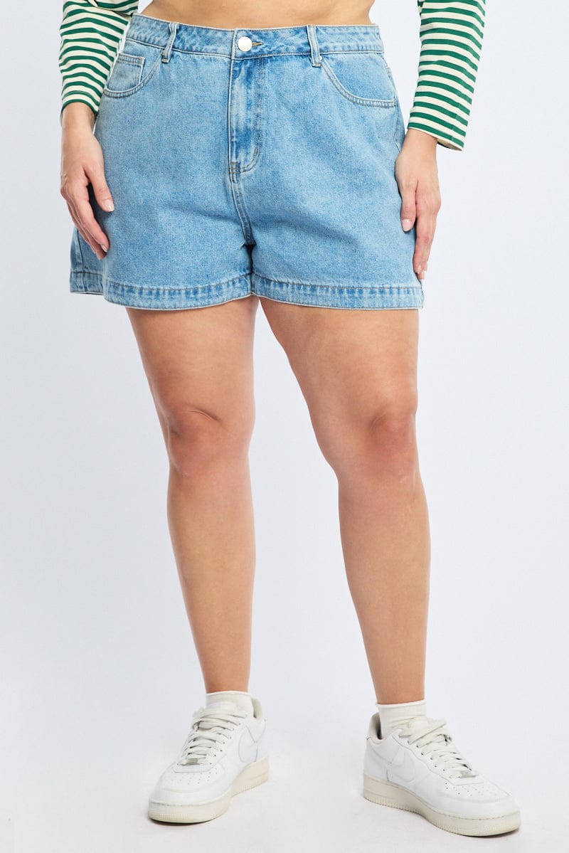 Denim Relaxed Shorts Mid Rise for YouandAll Fashion