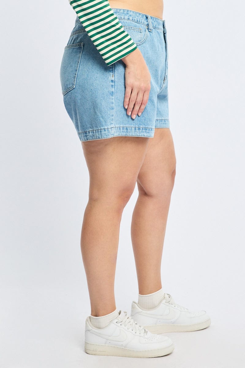 Denim Relaxed Shorts Mid Rise for YouandAll Fashion