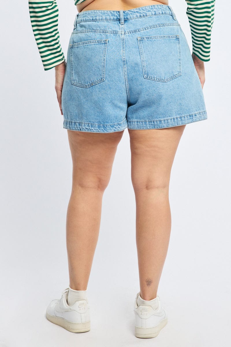 Denim Relaxed Shorts Mid Rise for YouandAll Fashion