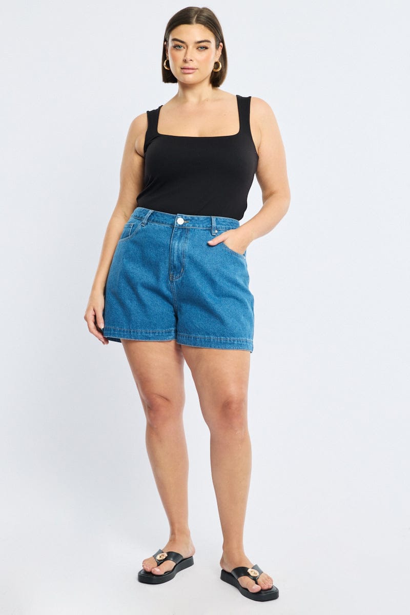 Denim Relaxed Shorts Mid Rise for YouandAll Fashion