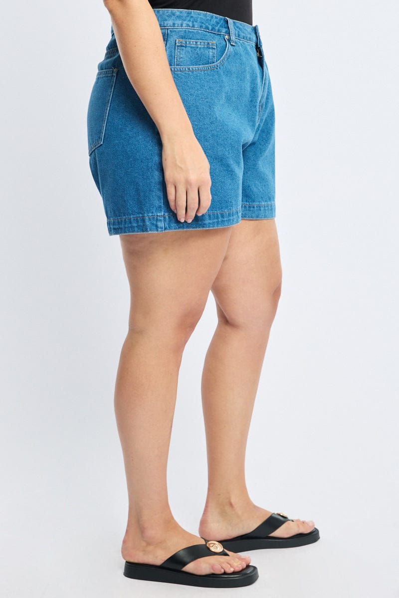 Denim Relaxed Shorts Mid Rise for YouandAll Fashion
