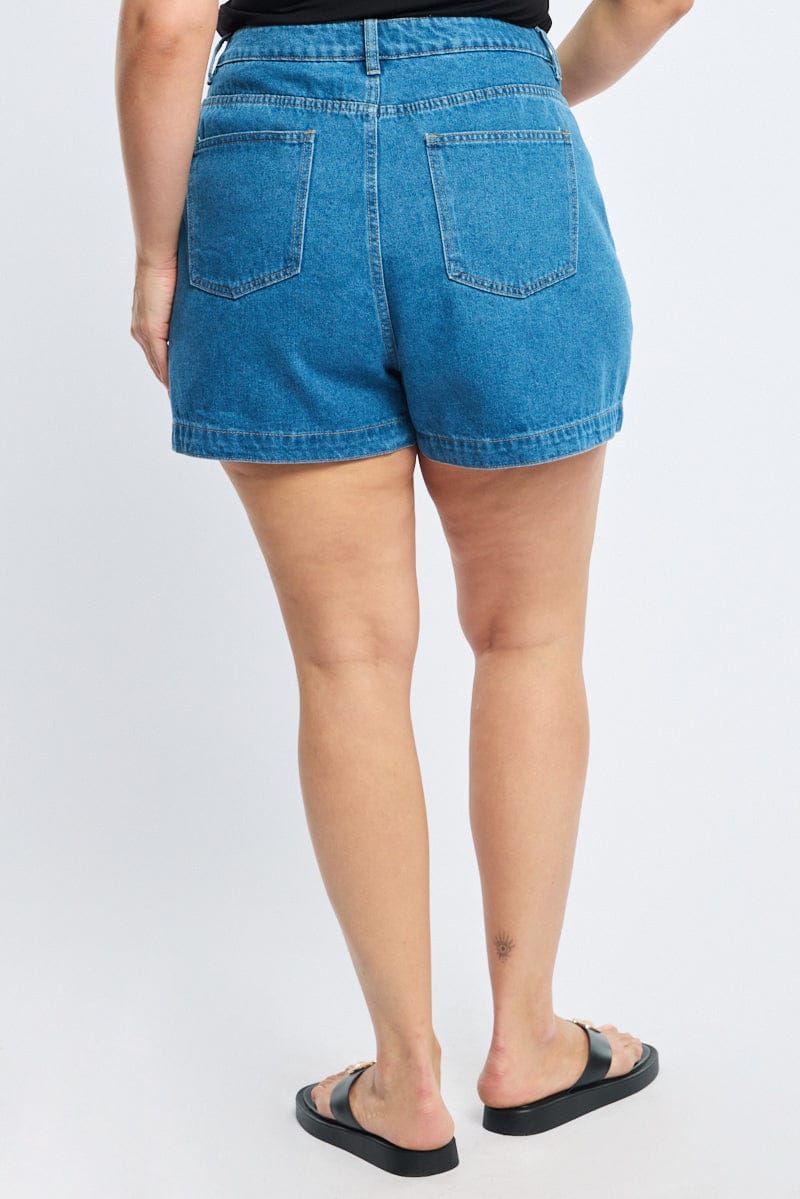 Denim Relaxed Shorts Mid Rise for YouandAll Fashion
