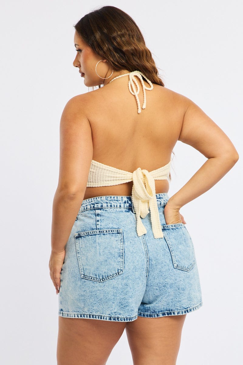 Denim Wrap Mini Skort High Rise Relaxed Fit for YouandAll Fashion