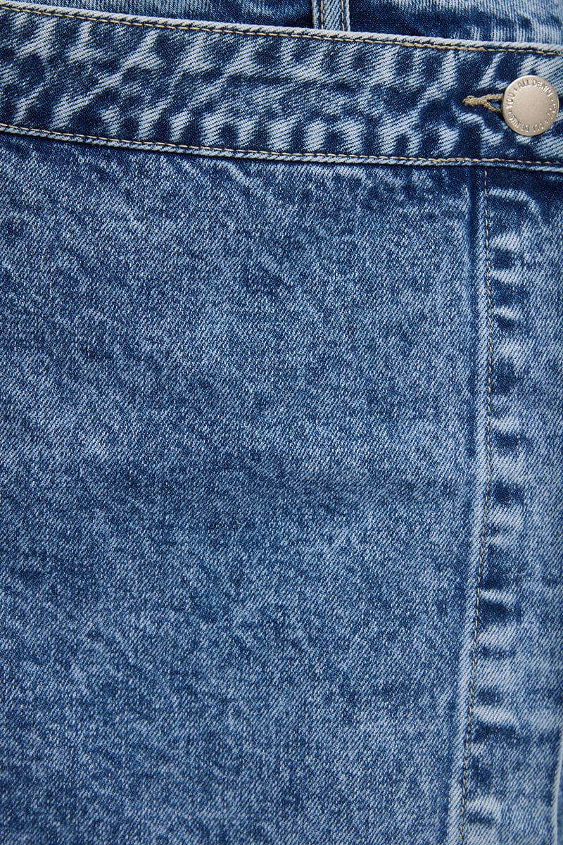Denim Wrap Mini Skort High Rise Relaxed Fit for YouandAll Fashion