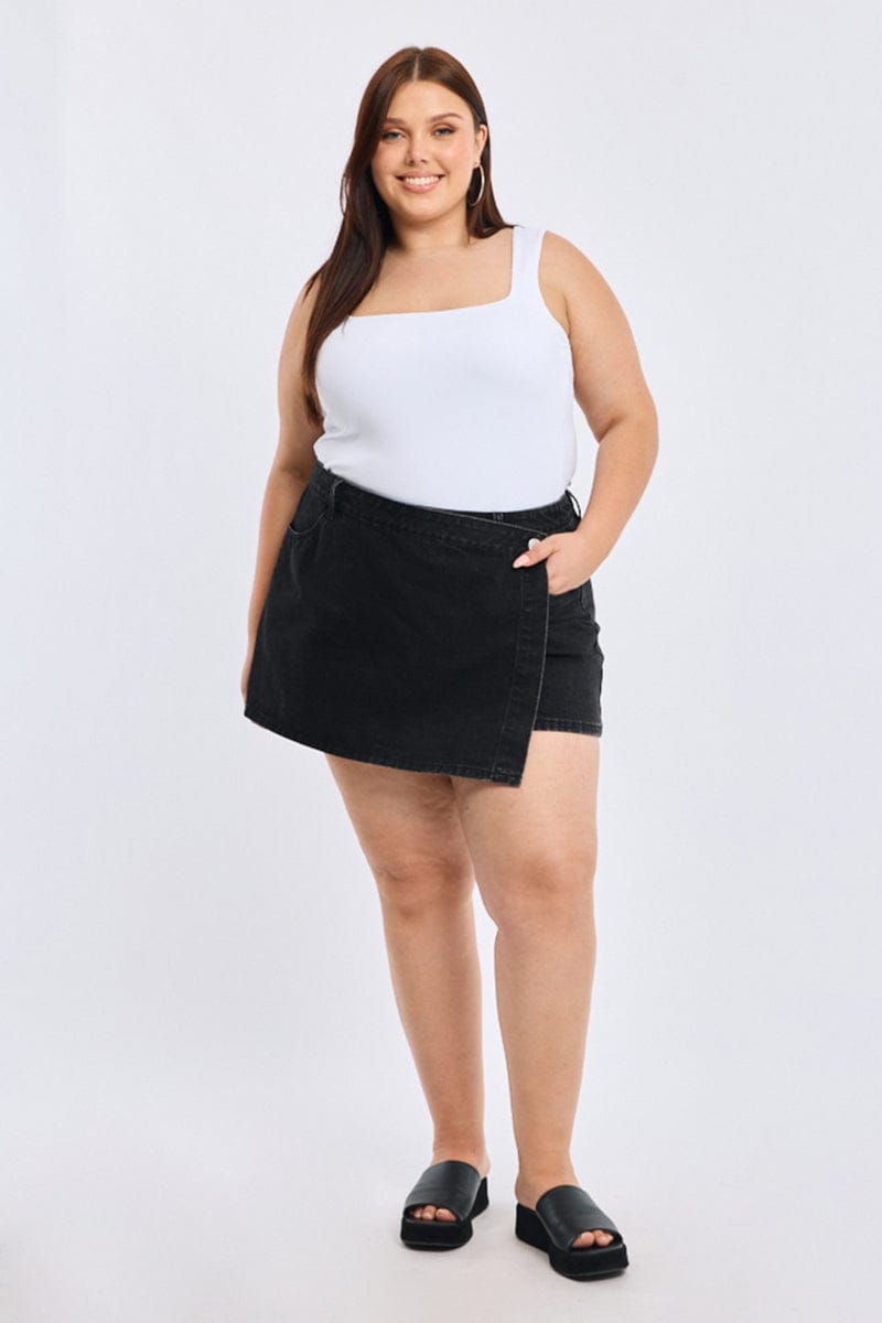 Denim Wrap Mini Skorts High Rise Relaxed Fit for YouandAll Fashion