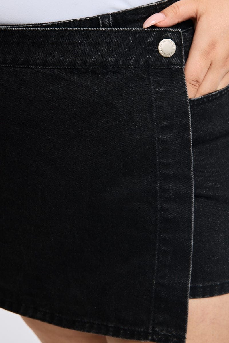 Denim Wrap Mini Skorts High Rise Relaxed Fit for YouandAll Fashion