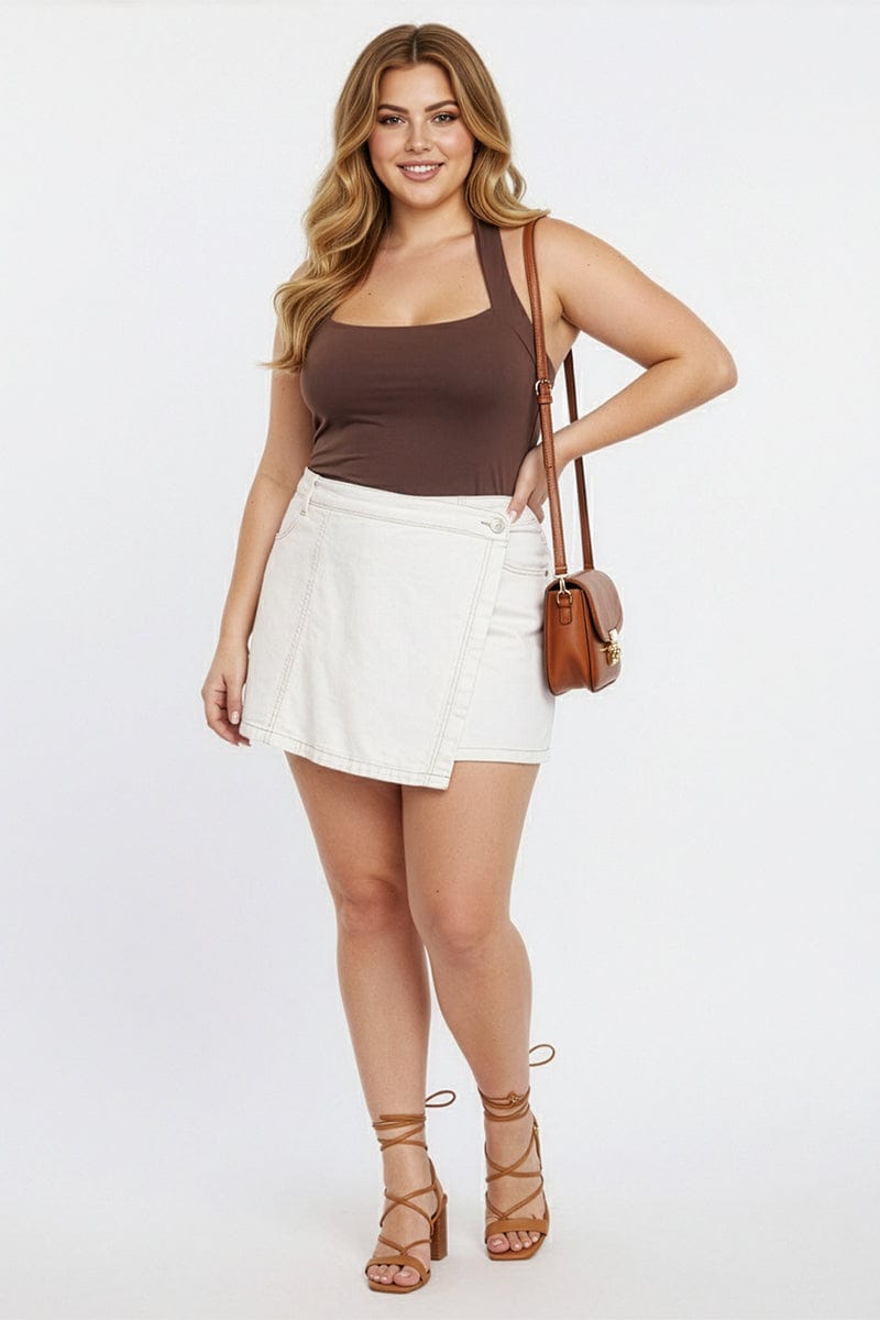 White Wrap Skorts High Rise for YouandAll Fashion