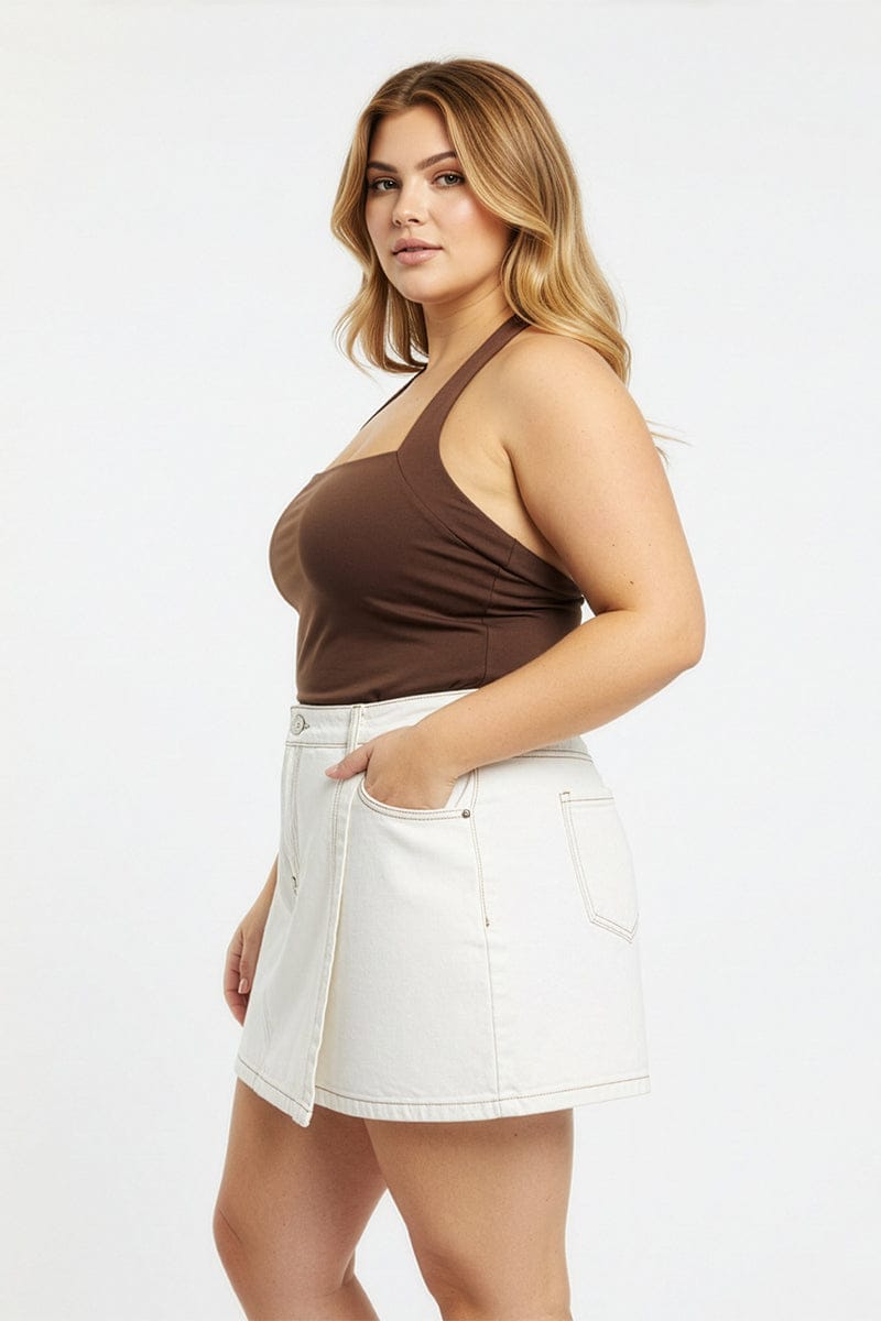 White Wrap Skorts High Rise for YouandAll Fashion
