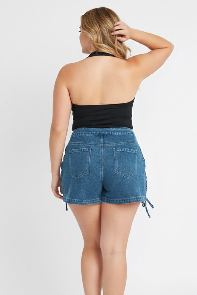 Denim Skorts Lace Up High Rise for YouandAll Fashion