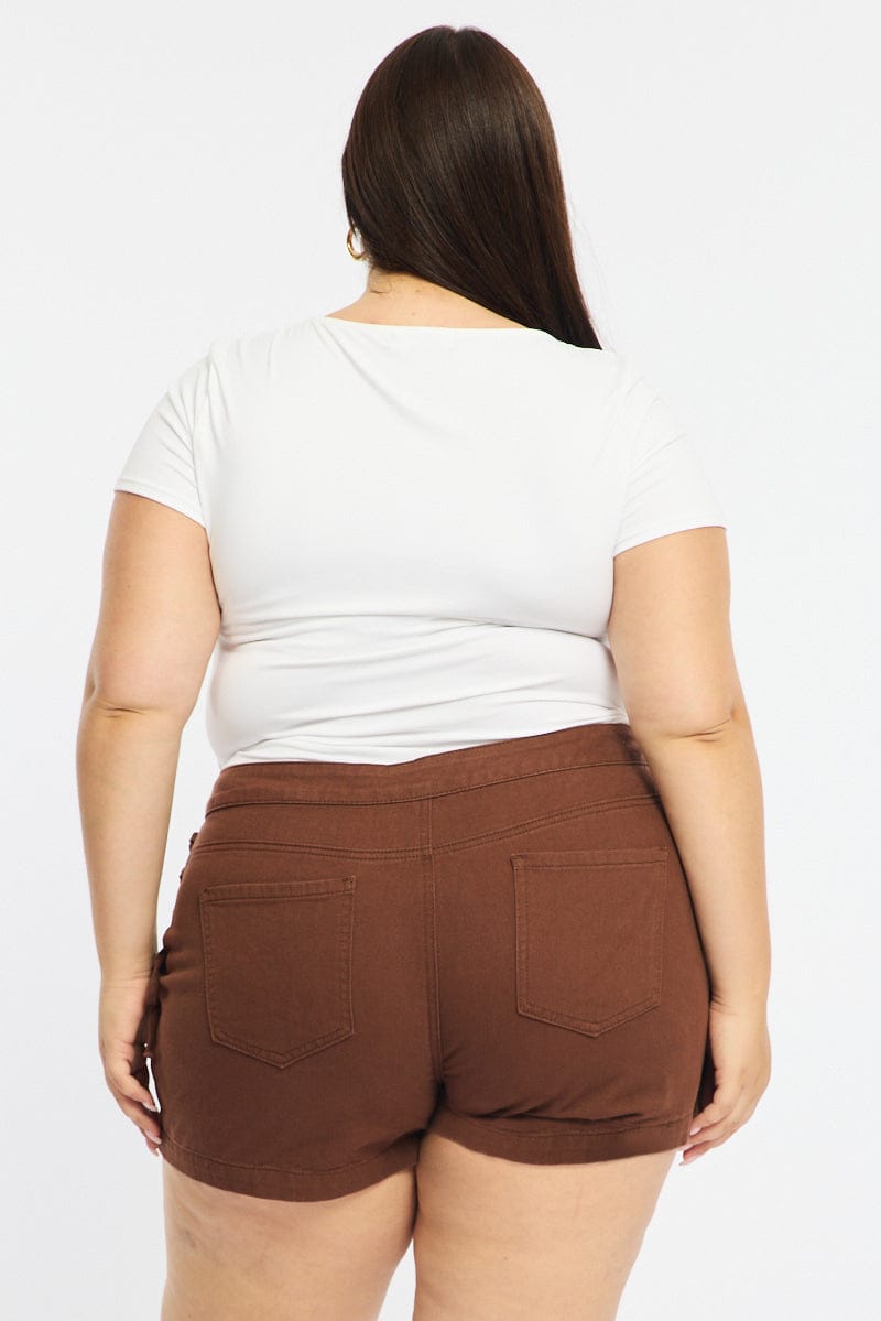 Brown Skorts Lace Up High Rise for YouandAll Fashion