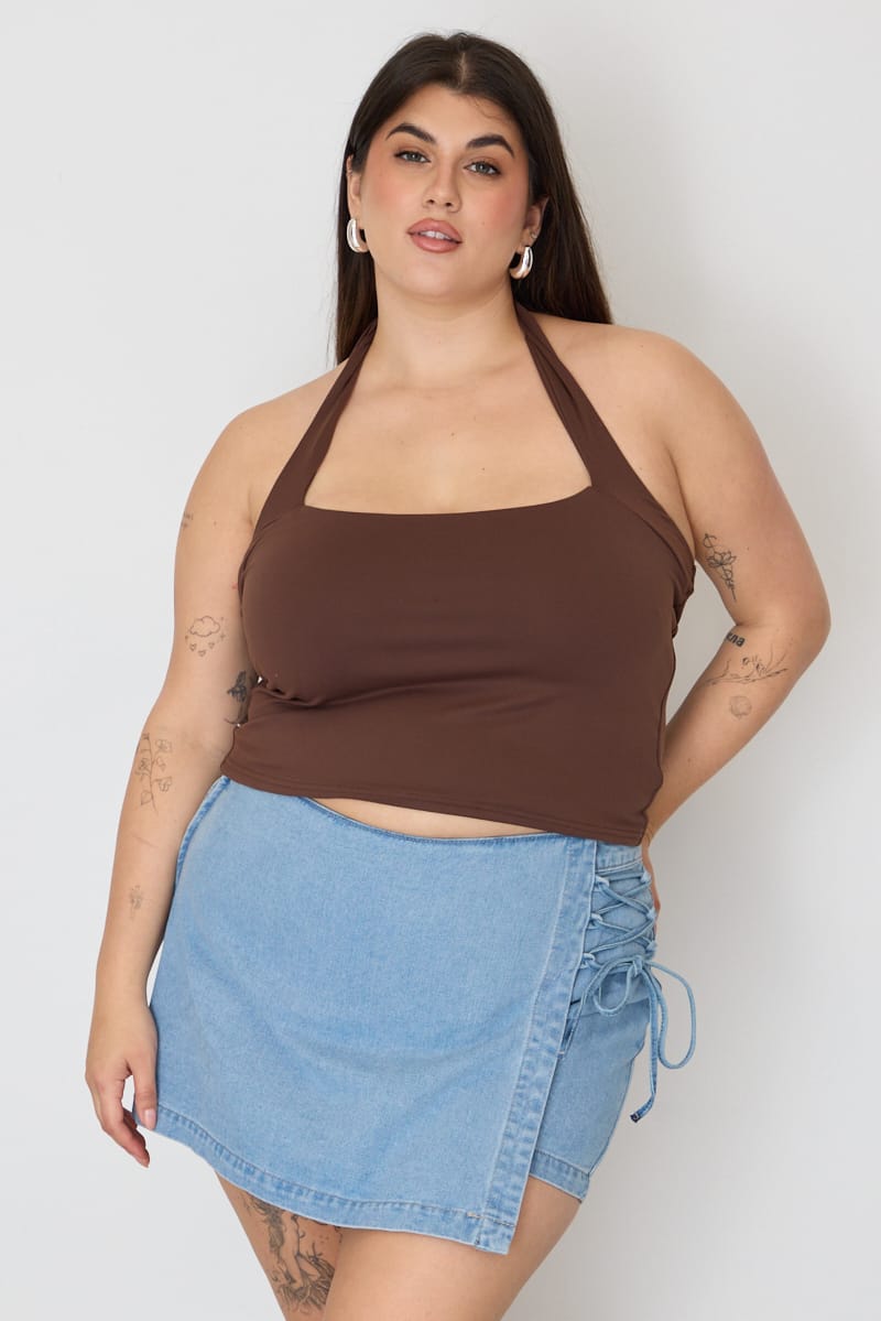 Denim Skorts High Rise Lace Up for YouandAll Fashion