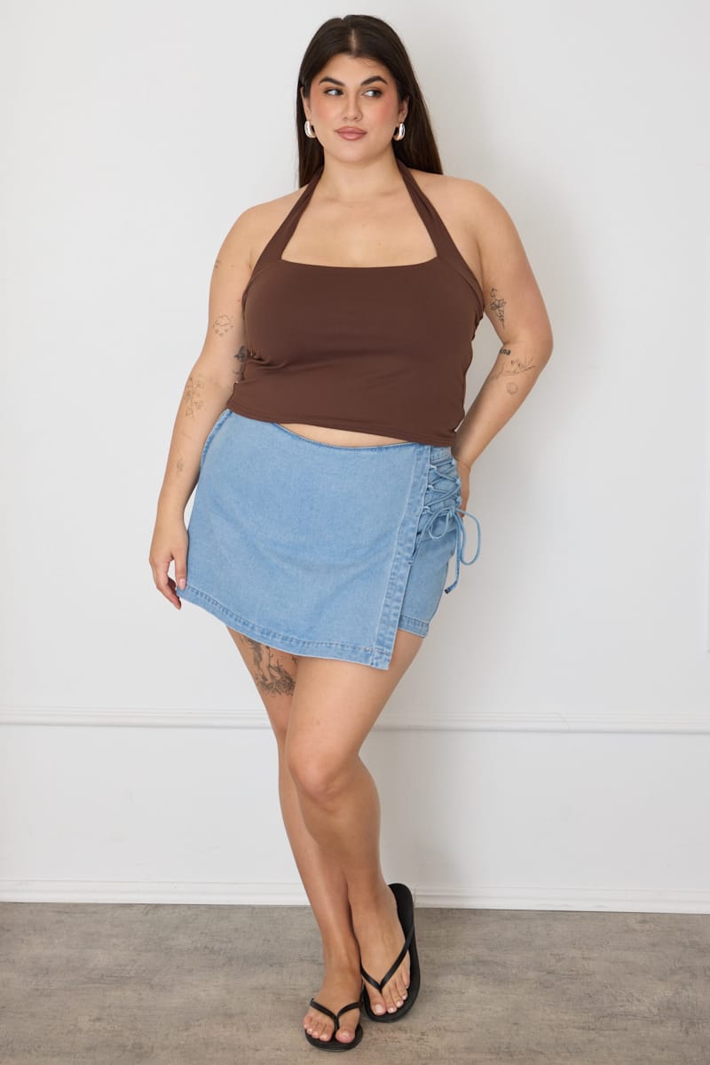 Denim Skorts High Rise Lace Up for YouandAll Fashion