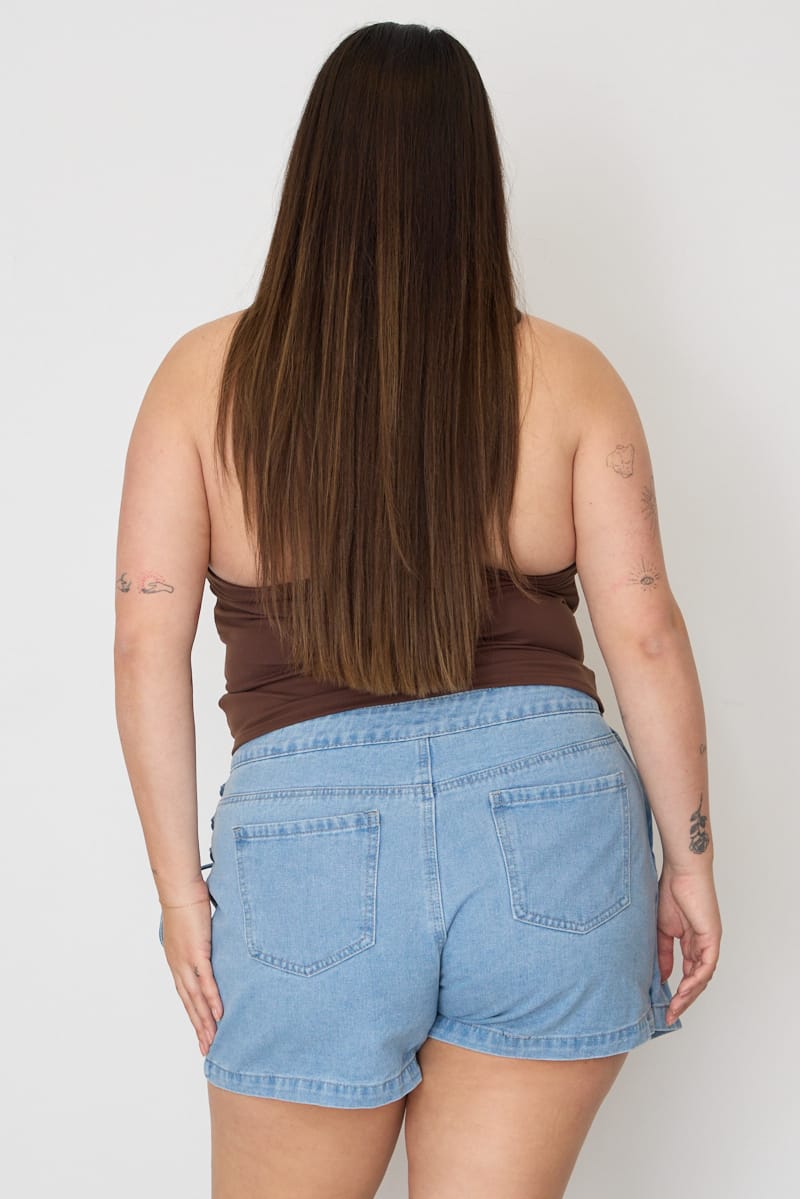 Denim Skorts High Rise Lace Up for YouandAll Fashion
