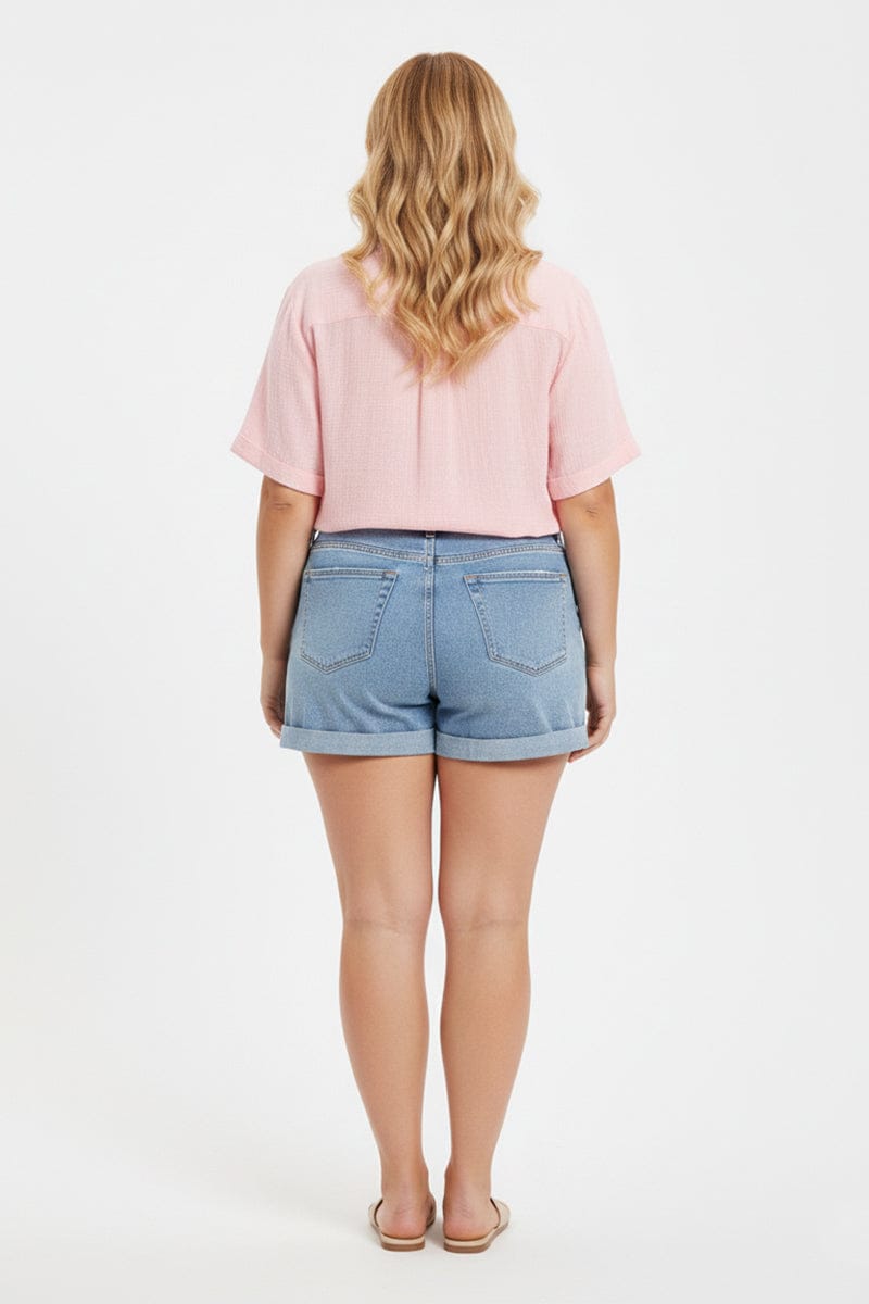 Denim Relaxed Shorts Mid Rise for YouandAll Fashion