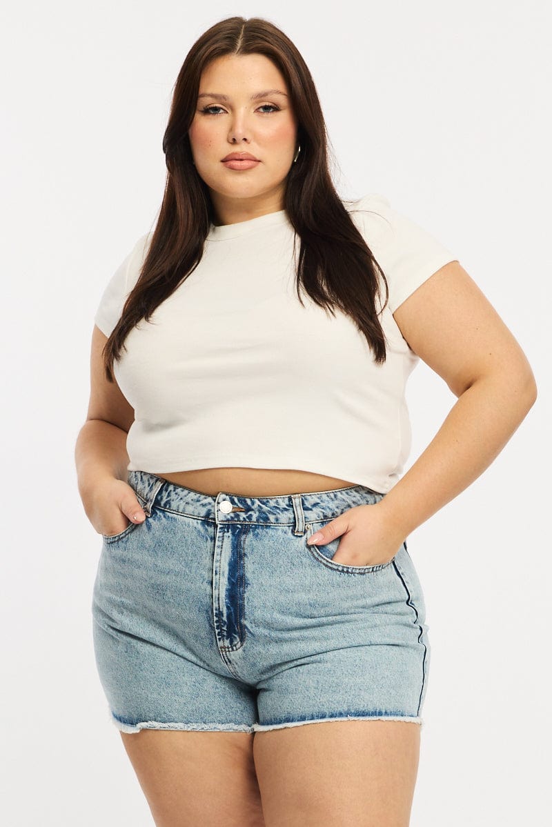 Denim Relaxed Shorts High Rise for YouandAll Fashion