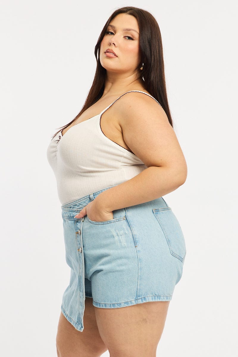 Denim Skorts Mid Rise Wrap for YouandAll Fashion