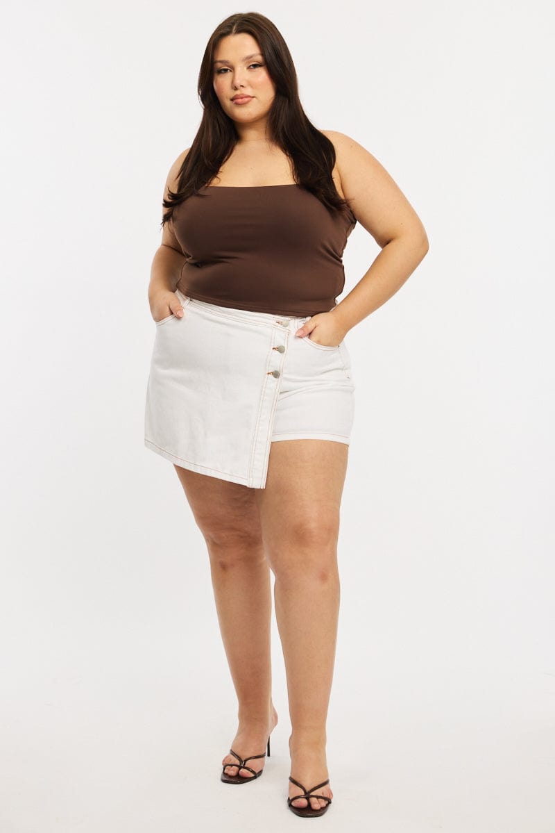 White Skorts Mid Rise Wrap for YouandAll Fashion