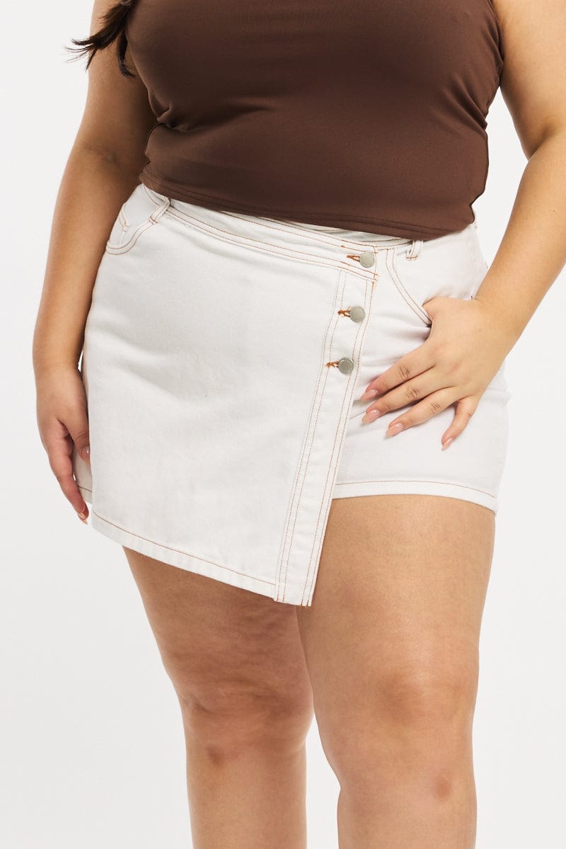 White Skorts Mid Rise Wrap for YouandAll Fashion