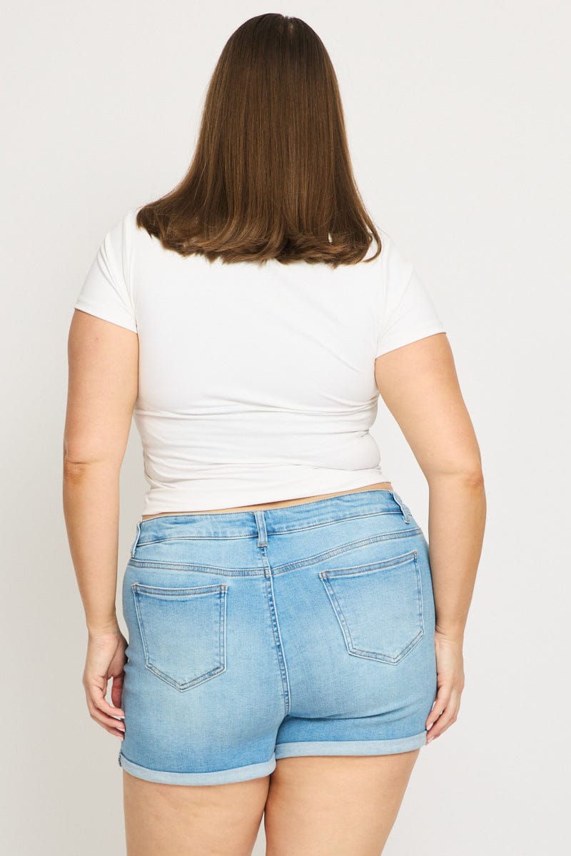 Denim Skinny Shorts Mid Rise for YouandAll Fashion