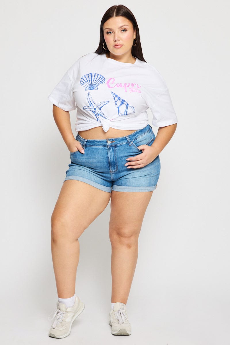 Denim Skinny Shorts Mid Rise for YouandAll Fashion