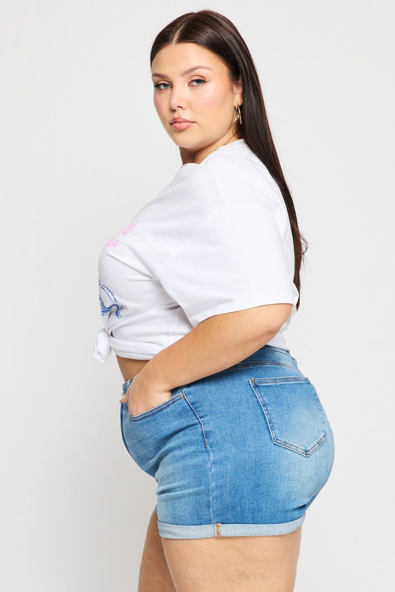 Denim Skinny Shorts Mid Rise for YouandAll Fashion