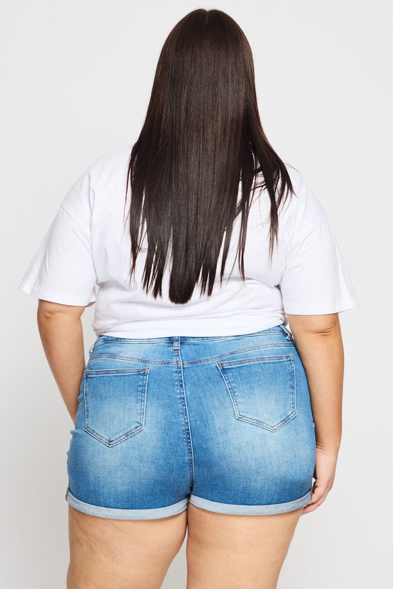 Denim Skinny Shorts Mid Rise for YouandAll Fashion