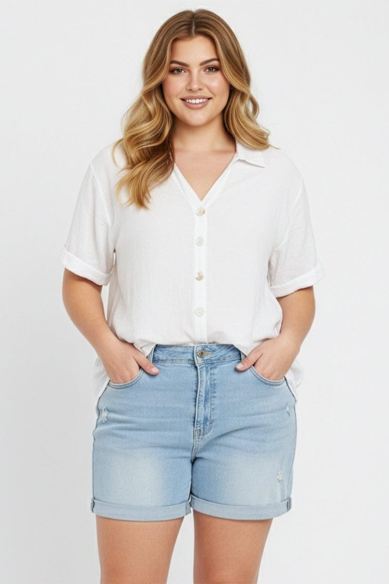 Denim Skinny Shorts High Rise for YouandAll Fashion