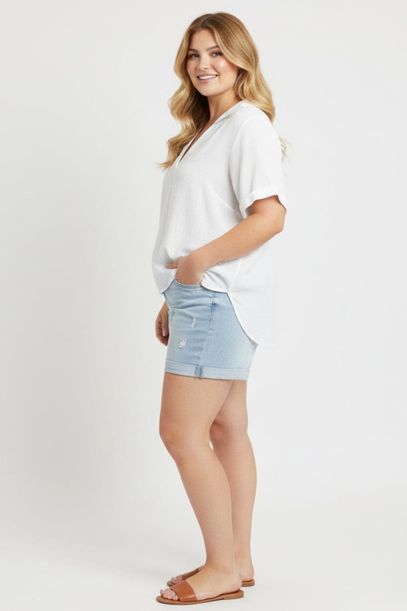 Denim Skinny Shorts High Rise for YouandAll Fashion