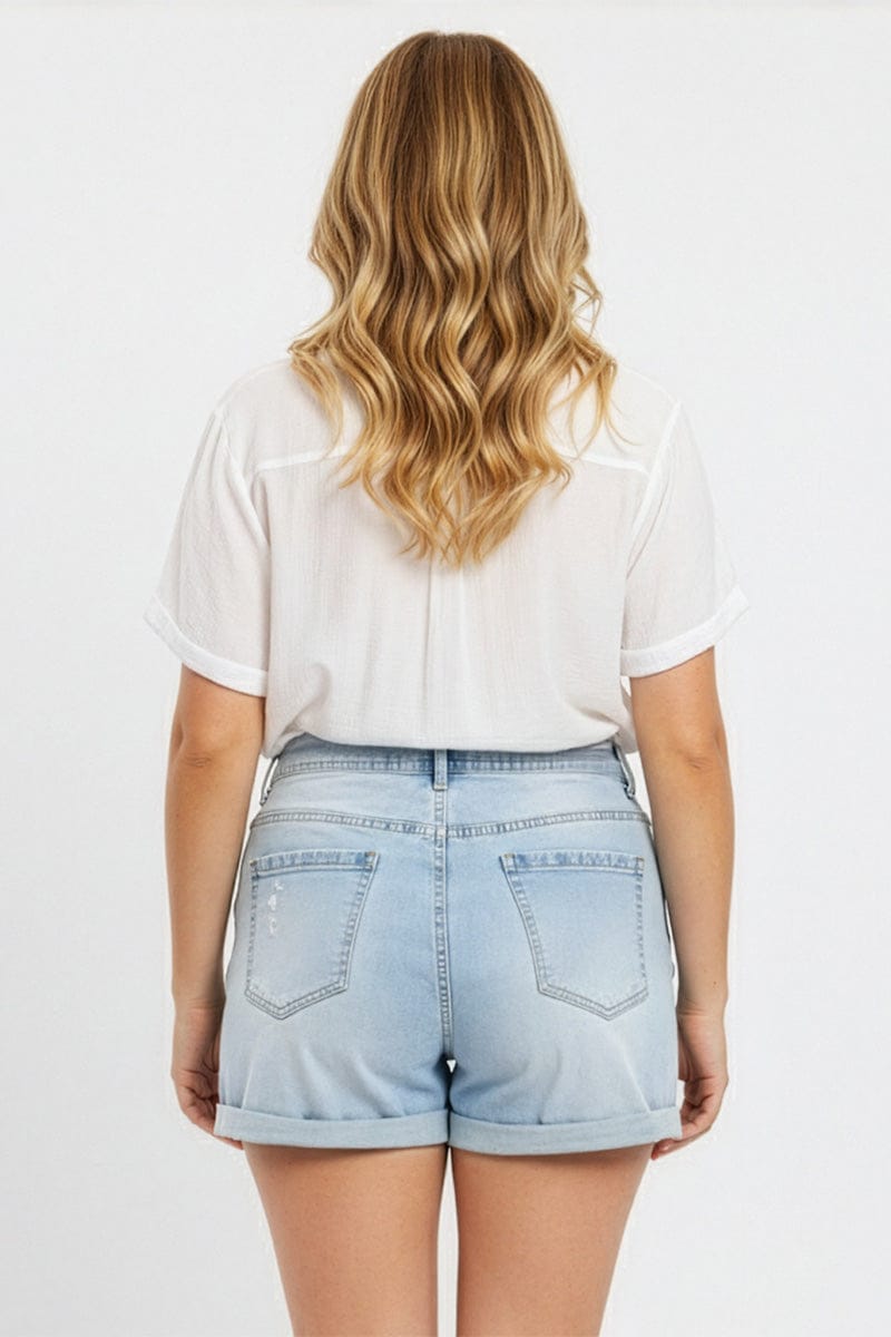 Denim Skinny Shorts High Rise for YouandAll Fashion
