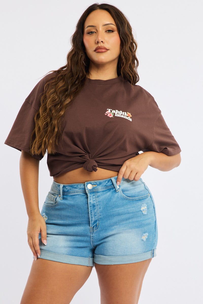 Denim Skinny Shorts High Rise for YouandAll Fashion