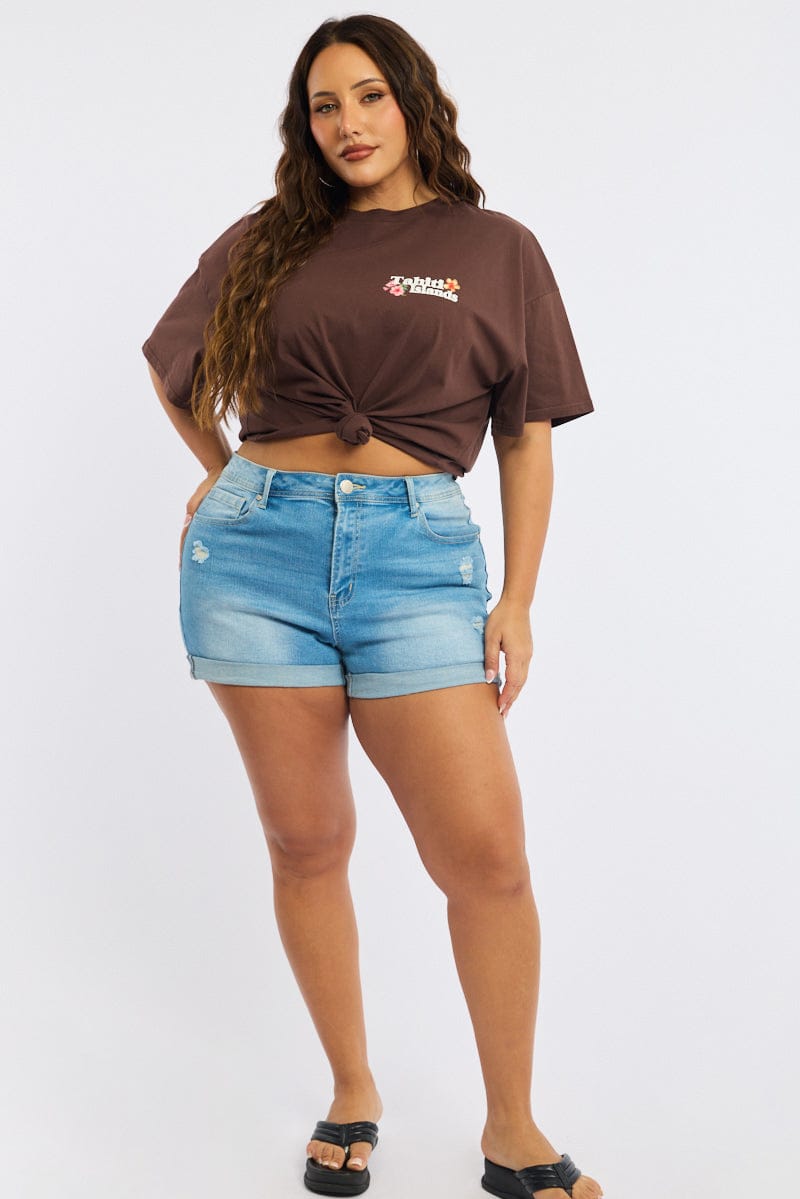 Denim Skinny Shorts High Rise for YouandAll Fashion