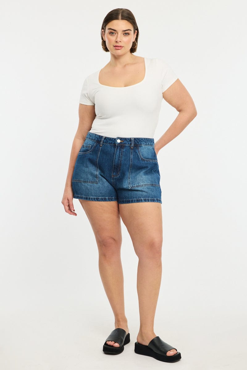 Denim Relaxed Shorts Low Rise for YouandAll Fashion