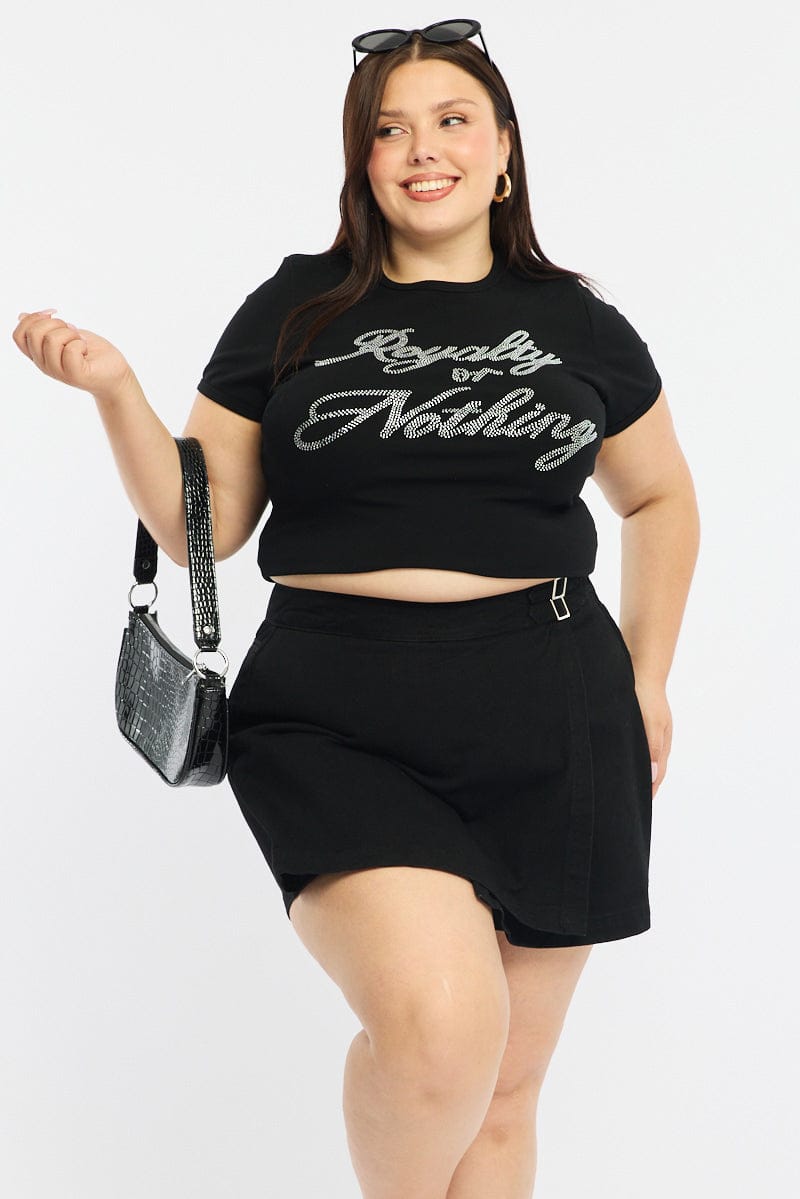 Black Denim Skorts for YouandAll Fashion